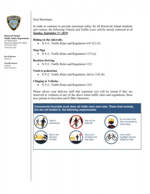 RIOC To Crack Down on E-Bike Traffic Violations RIOC To Crack Down on E-Bike Traffic Violations